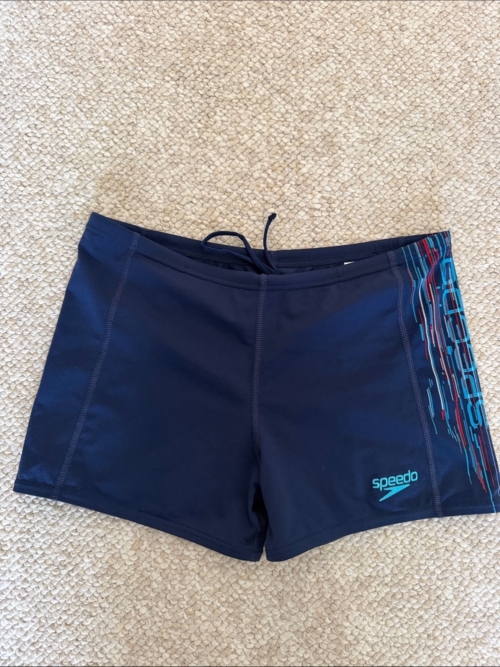 Speedo Navy Swim Shorts with Blue, Red and Teal Side Detail